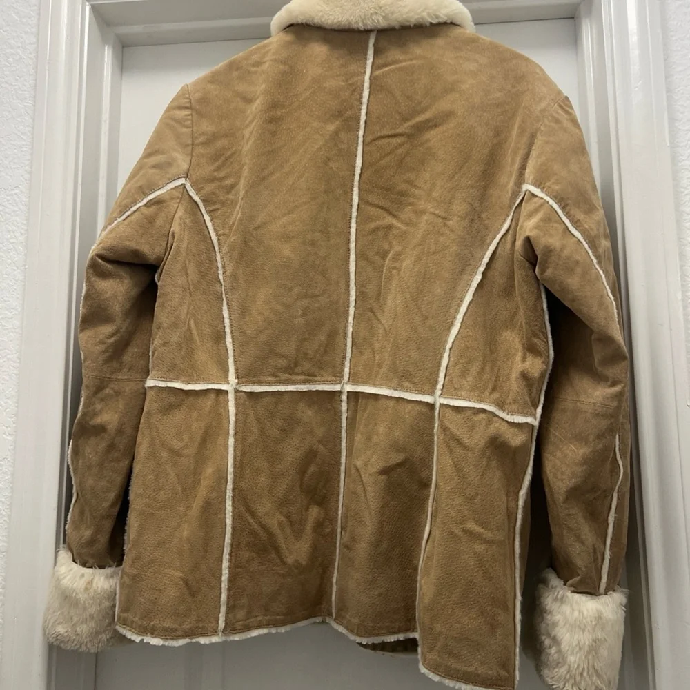 New York Classics Genuine Leather Shearling Jacket Coat Brown M - Picture 6 of 12